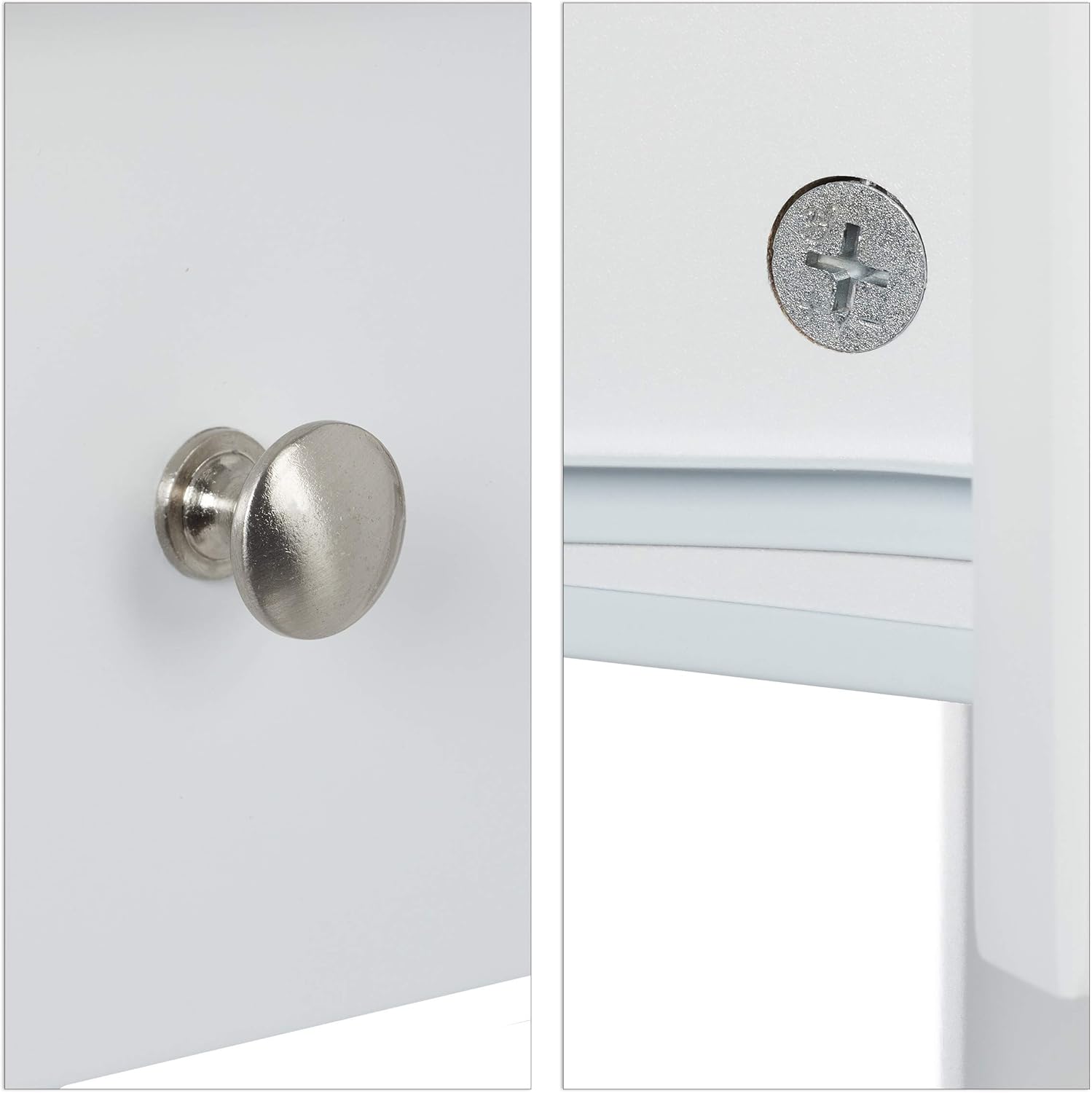 Close-up of drawer knob and screw detail