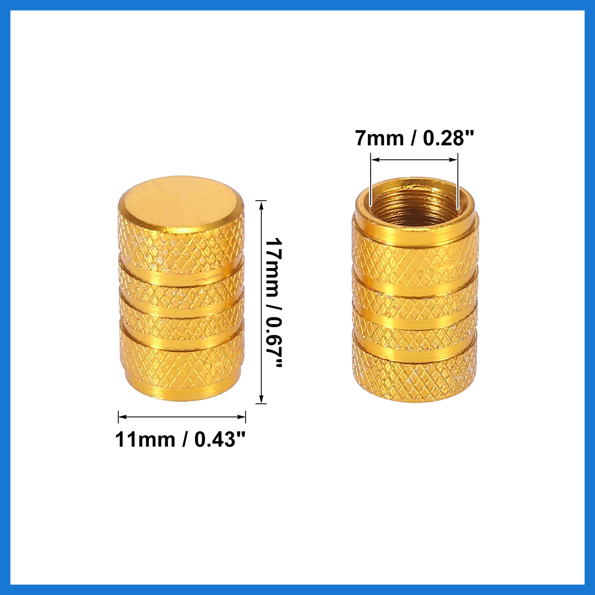 4pcs Round Car Tire Valve Stem Caps Tire Valve Dust Covers 7mm Universal Yellow Auto Accessories — view 4