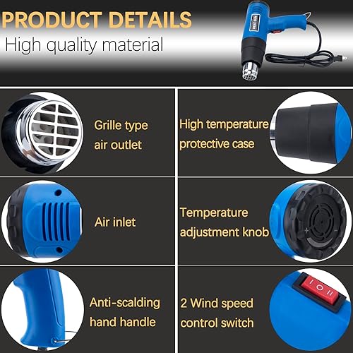 Miniatura 3 de Pistola de calor para envoltura de vinilo, pistola de calor para manualidades, soplador de pistola de calor, pistola de calor de tienda, pistola de