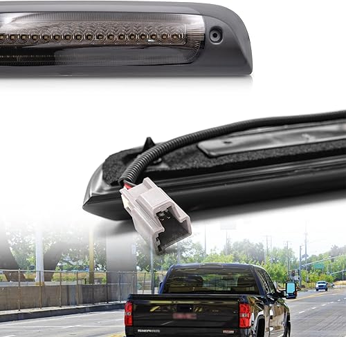 Miniatura 6 de NSLUMO Tercera luz de freno LED de repuesto para Chevy Silverado GMC Sierra 1500 2500HD 3500HD rojo estroboscópico trasero tercer centro de freno de