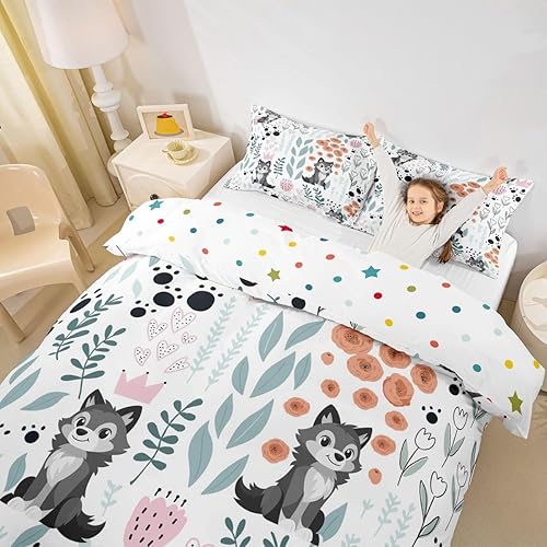 Vista 34 de Erosebridal Funda de edredón de zorro kawaii, juego de ropa de cama de zorro de dibujos animados, funda de edredón con 2 fundas de almohada para Fox
