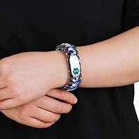 Vista 53 de Pulsera de alerta médica Paracord para hombres y mujeres Pulsera de identificación médica de acero inoxidable con hebillas de liberación lateral
