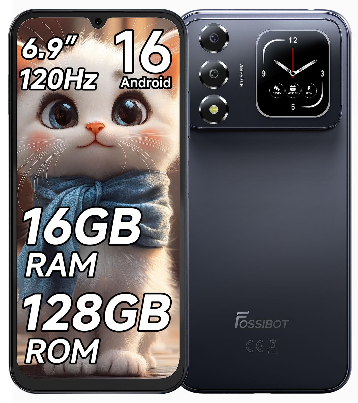 Amazon | FOSSiBOT S7 SIMフリー スマホ 本体 16GB RAM+128GB ROM 最大