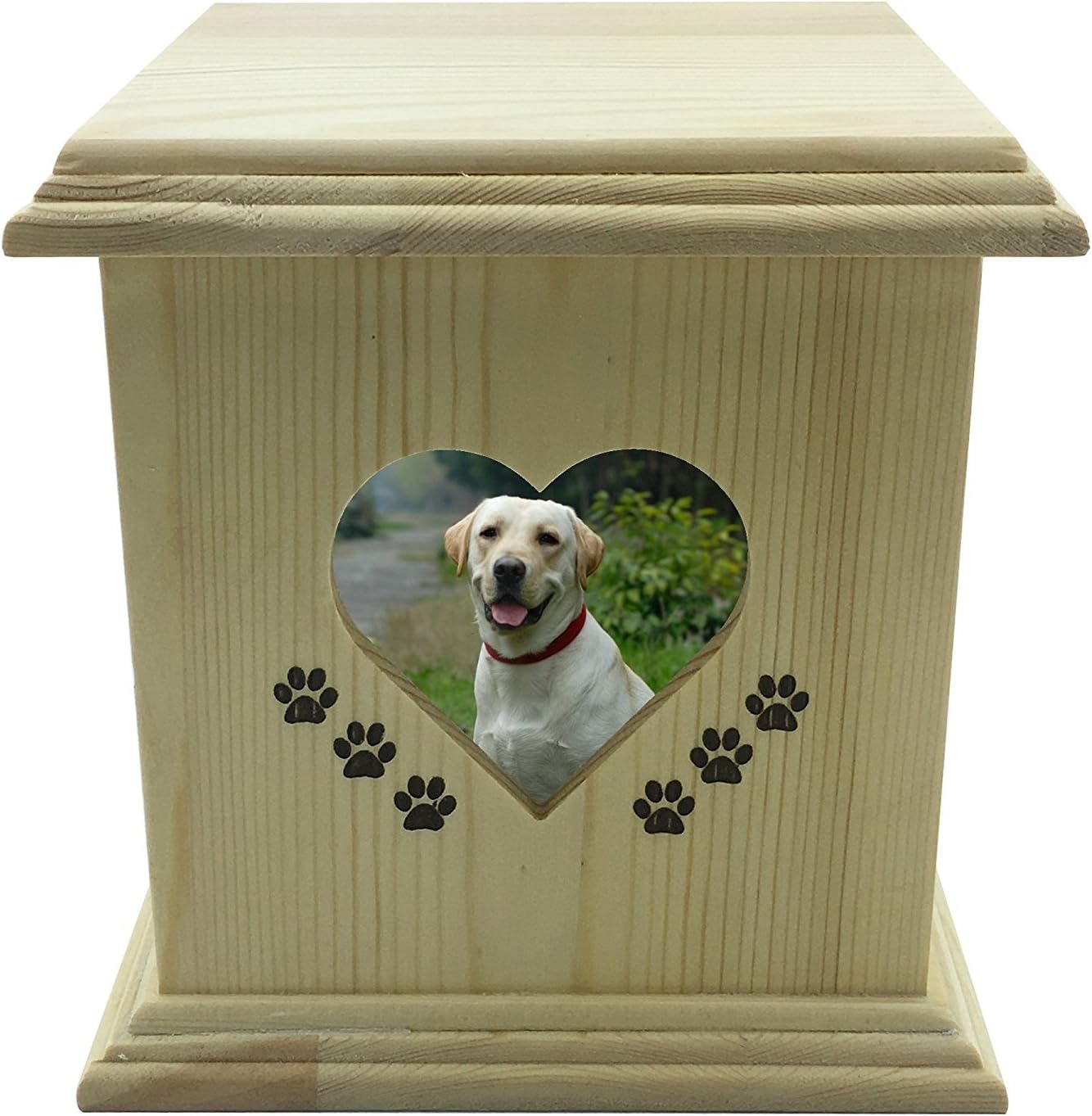 YSF Handmade Really Wood Wooden Pet Dog cat Urns Photo Pet Memorial Urn Casket for Ashes Medium Size Box.