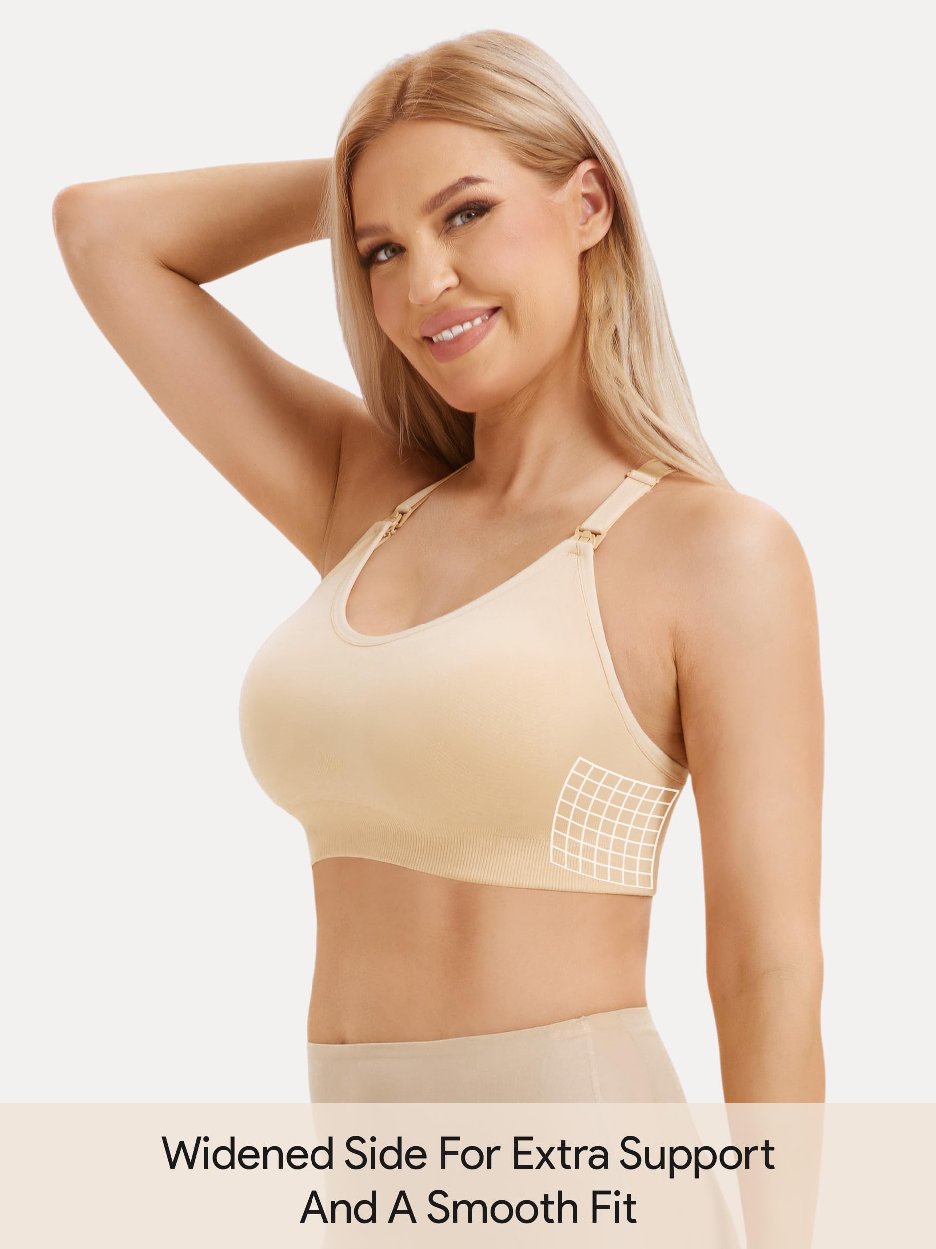 HBselect Sujetador Lactancia de Maternidad, 3Pcs Sujetador de Lactancia Sin Costuras con Extensiones