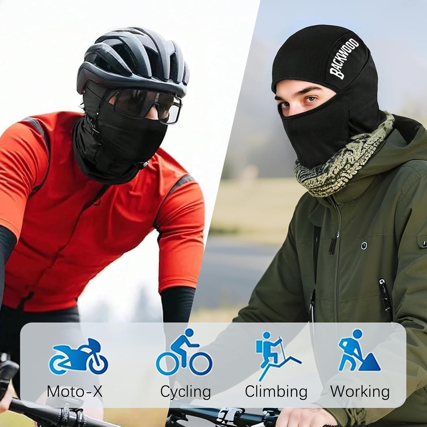 2 Pack Ski Mask Balaclava Face Mask, Breathable Face Cover Windproof Neck Gaiter for Men Women Skiing Cycling Fishing