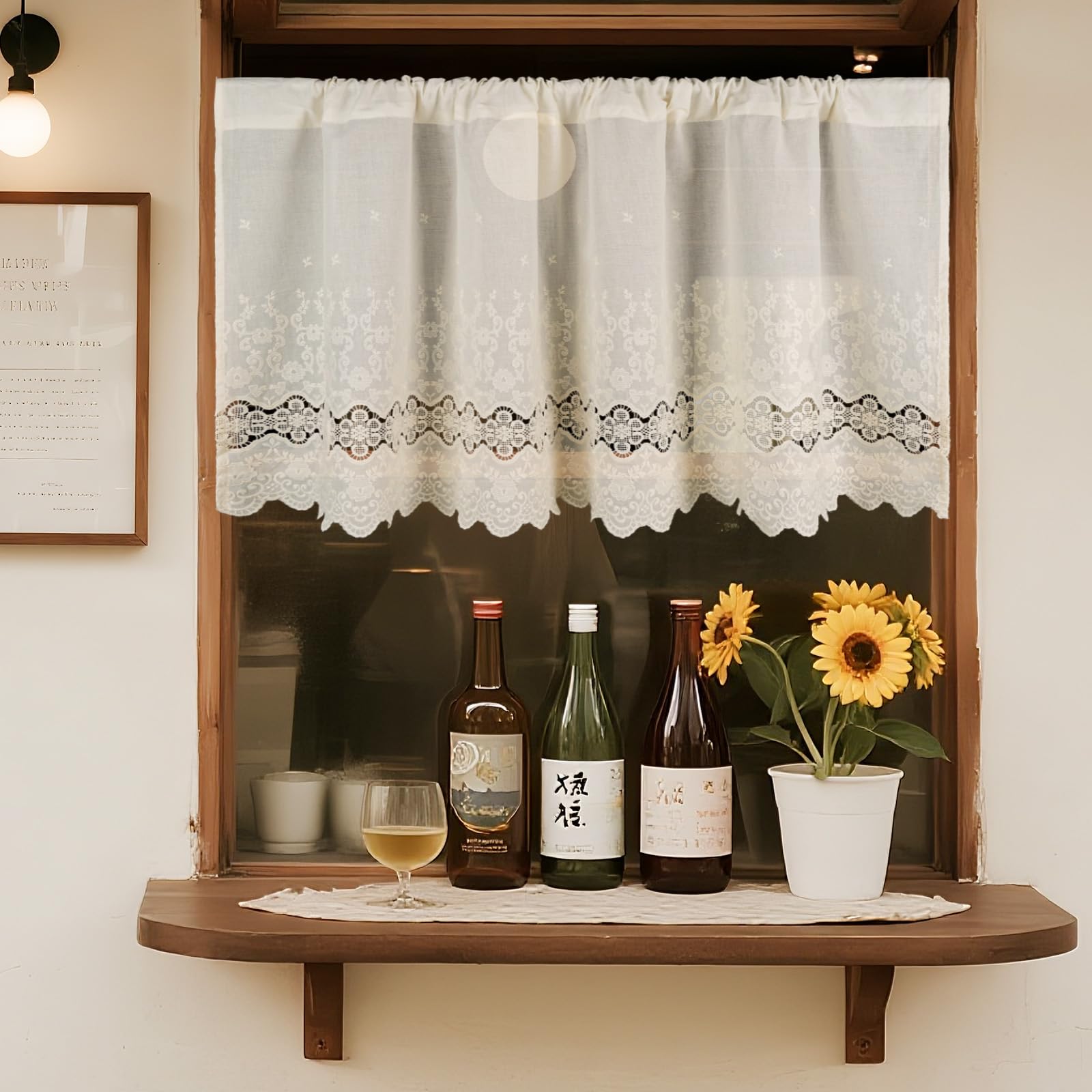 HiSnug Curtain Scheibengardinen Küche Weiß Leinen Bistrogard