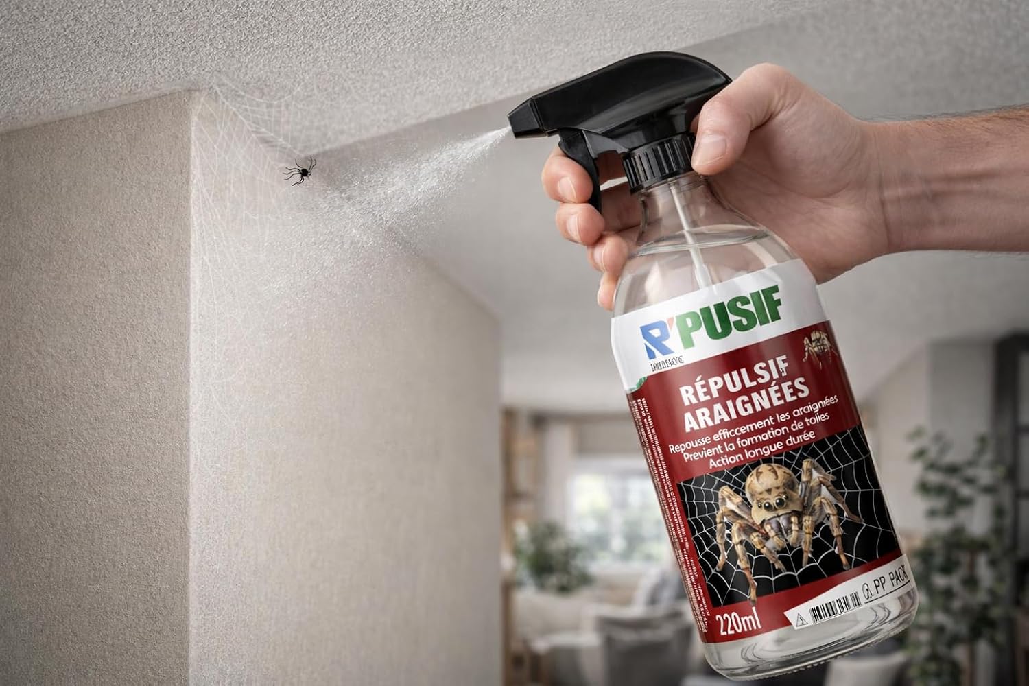 R'Pulsif Répulsif Anti-Araignée Spray – Anti Araignées Puissant pour Maison et Jardin – Protection Longue Durée – Intérieur/Extérieur – Sans Taches (220 ML) — vue 3