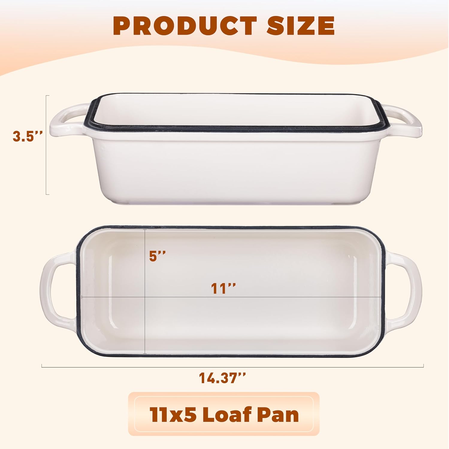 11x5 Inch Cast Iron Bread Loaf Pan With Lid, 5.8 Qt Large Loaf Pan for Sourdough Bread Baking, Heavy Duty Dutch Oven Bread Pan For a Crispy Crust (Cream White) - Image 3