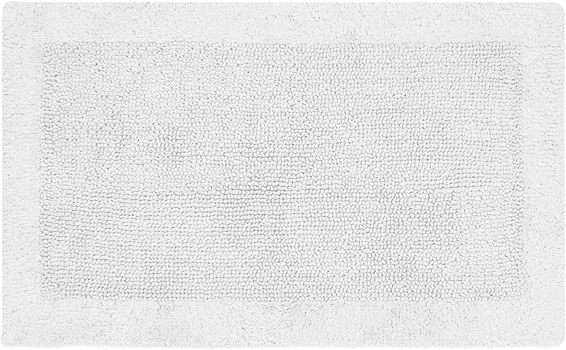 Better Trends Bathroom Rug 100% Cotton Bath Rug, Premium Tufted Bath Mat for Bathroom Floor, Tub and Shower, Reversible, Super Absorbent, Machine Washable White 24" x 40" Edge Collection White 2' x 3'4" (24" x 40" Rectangle)