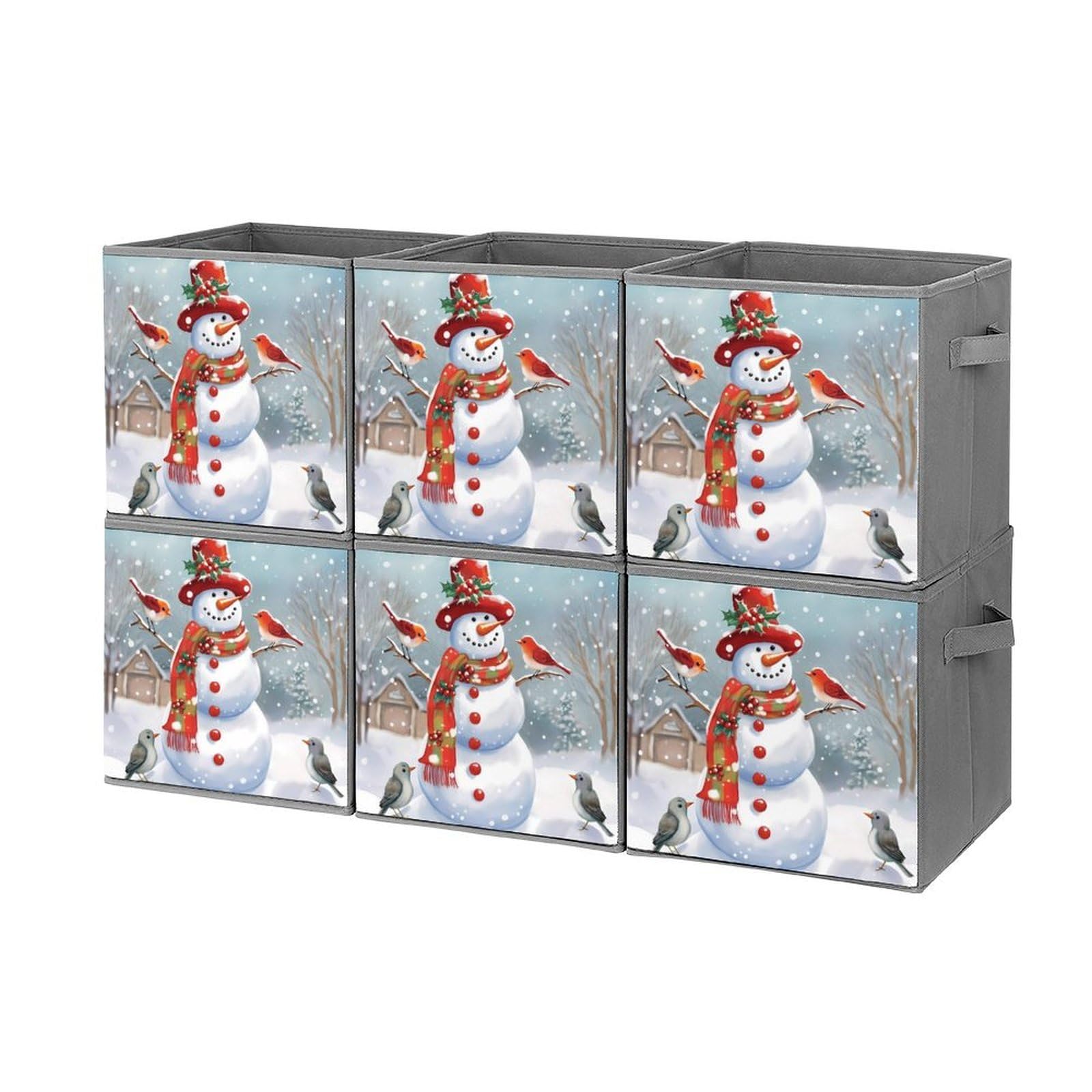 Bac de rangement tissu pliable pour armoire de dressing avec poignées lot de 6