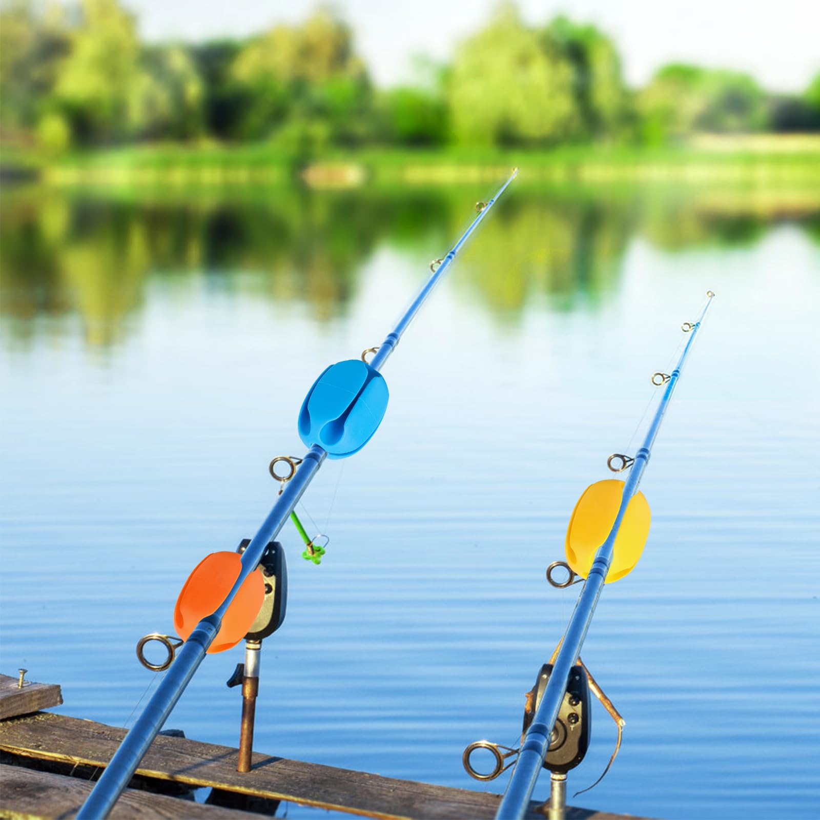 Attache Canne a peche Portable pince Caoutchouc Canne à pêche Fixateur Elastique Balle Fixe Scratch pour Protéger Outils de pêche Réutilisables Accessoires Porte 6 Pièces