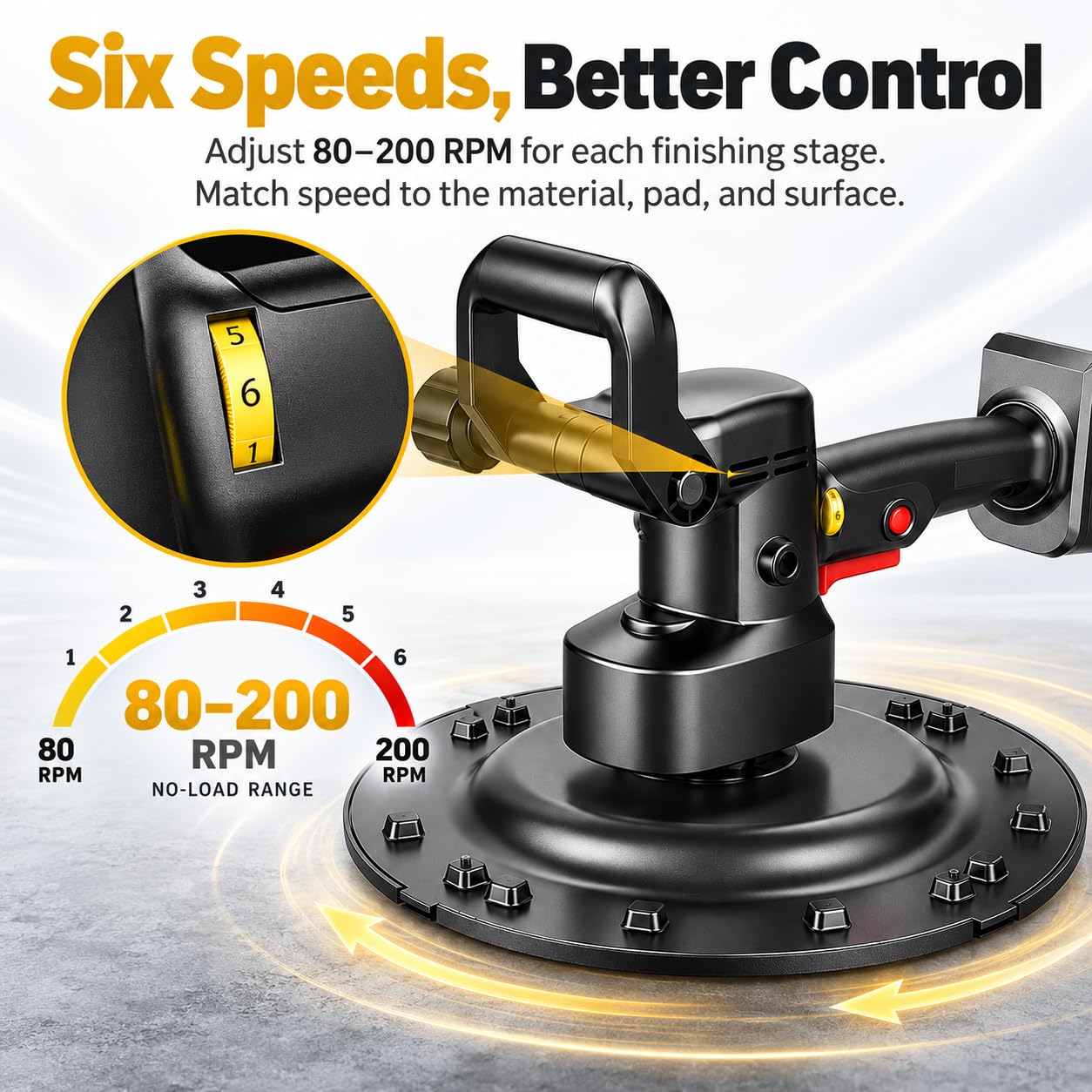 Amoladora para pisos de concreto y lijadora paredes, 1680 W, 80-200 RPM