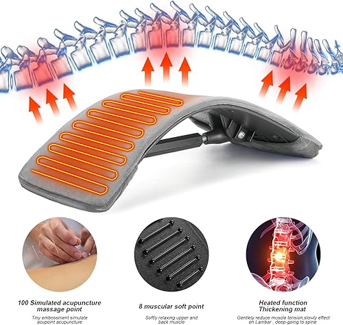 Miniatura 3 de Lxheir Camilla de espalda térmica para aliviar el dolor de espalda baja, galleta de espalda de varios niveles con alfombrilla térmica de terciopelo