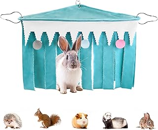 Pets Cage Corner Hideout, Pets Forest Corner Hideout for Guinea Pigs, Rabbits, Ferrets, Chinchillas, Gerbils, Hedgehogs, Small Animals Habitat Décor (Blue)