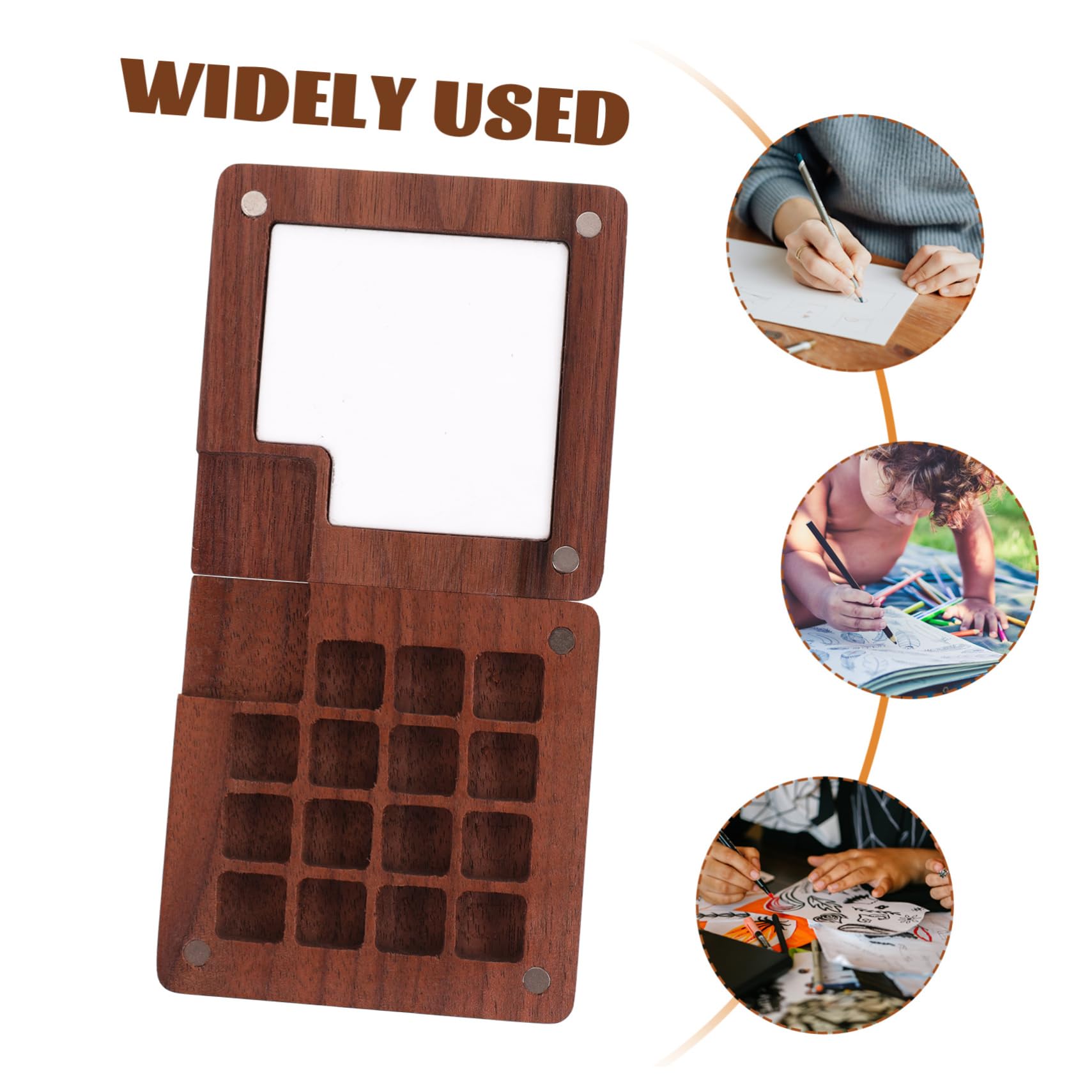 VILLCASE 4pièces Boîte à Pigments Bois Pour Aquarelle Palette De Peinture Artisanale Avec Couvercle Couleurs Idéale Pour Artistes Et Étudiants