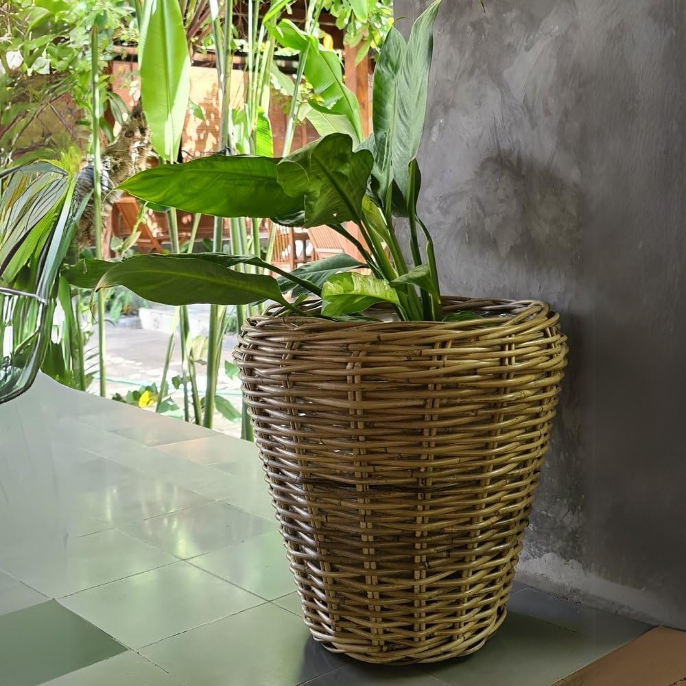 Natur Rattan Pflanzkorb AMRUM Kubu Grey ca.H40cm Pflanztopf Übertopf Korb Aufbewahrungskorb