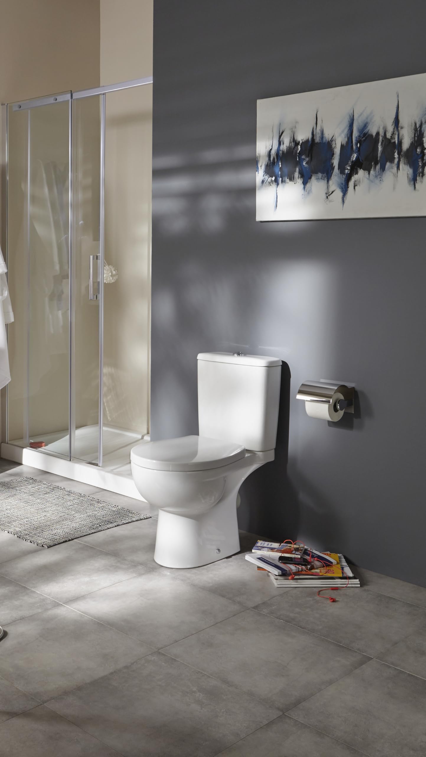 JACOB DELAFON WC Inodoro completo a suelo Salida vertical Alimentación lateral Sistema rimless Asiento amortiguado Doble descarga 2,6/4 l LIMA E40028-00