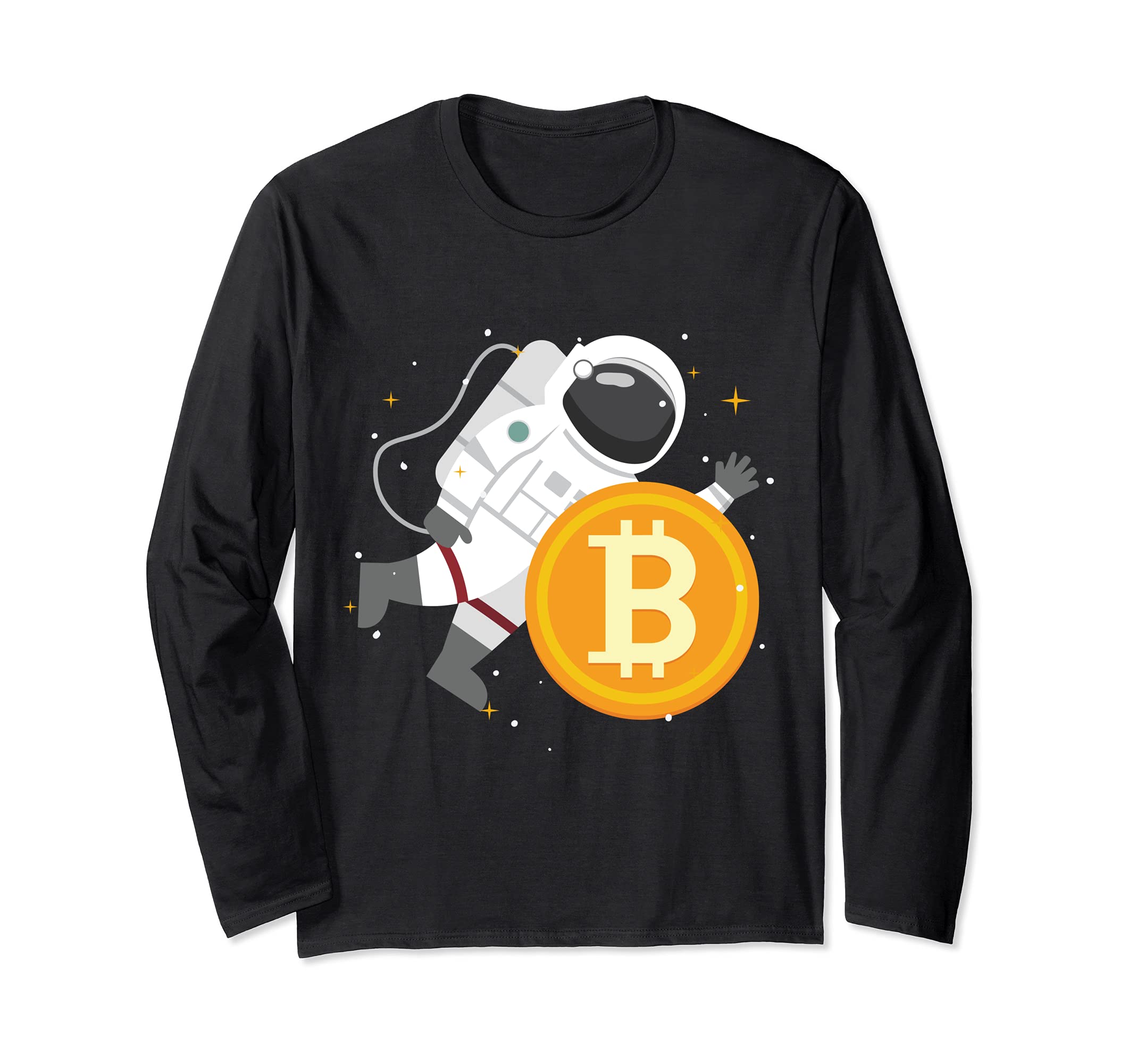 Bitcoin Astronaut to the Moon Crypto BTC Retro Vintage Long Sleeve T-Shirt