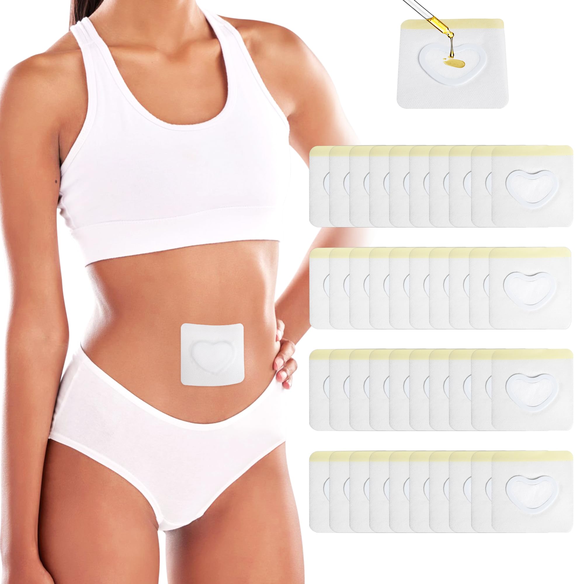 20 Pcs Castor Oil Patches Castor Oil Belly Button Patch Cover Organic Cotton Disposable Pack Wrap Self-Adhesive Highly Absorbent No Washing (Oil Not Included)
