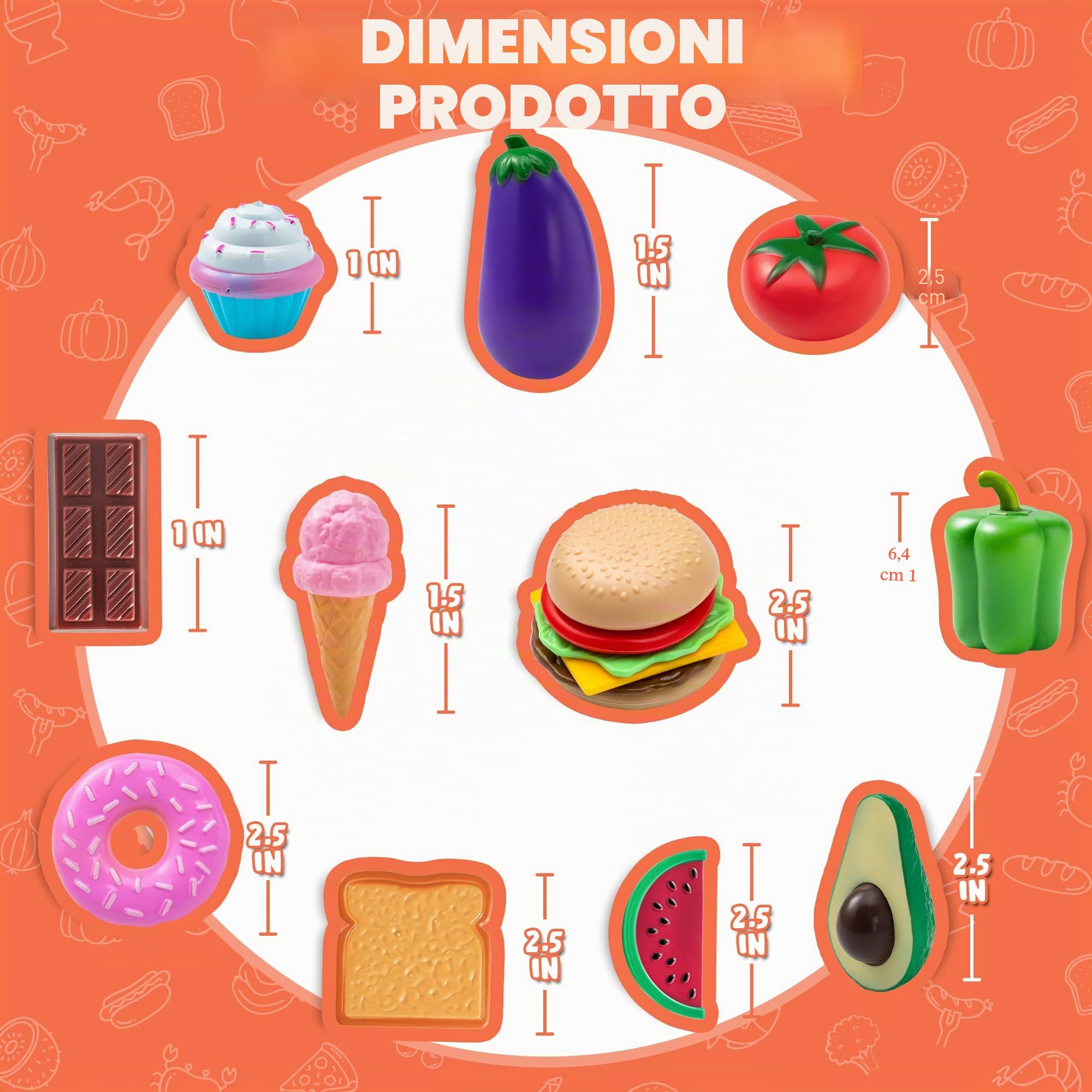 JOYIN 50 pezzi di giocattoli alimentari cibo giocattoli accessori cucina gioco educativo di ruolo con frutta pane verdura per bambini