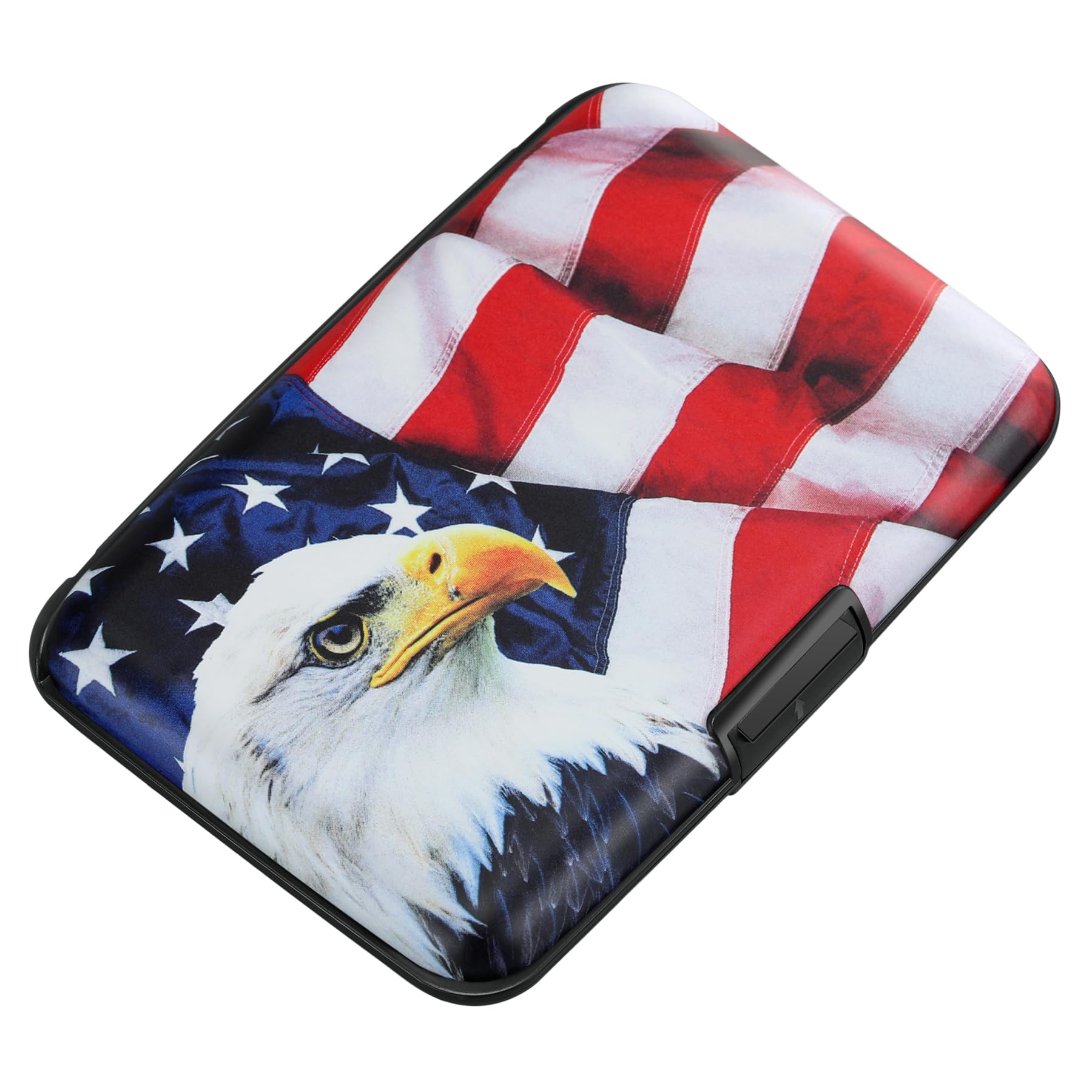 ELFISH Mini RFID Aluminum Wallet Credit Cards Holder Business Card Case Metal ID Case for Men Women（Flag2