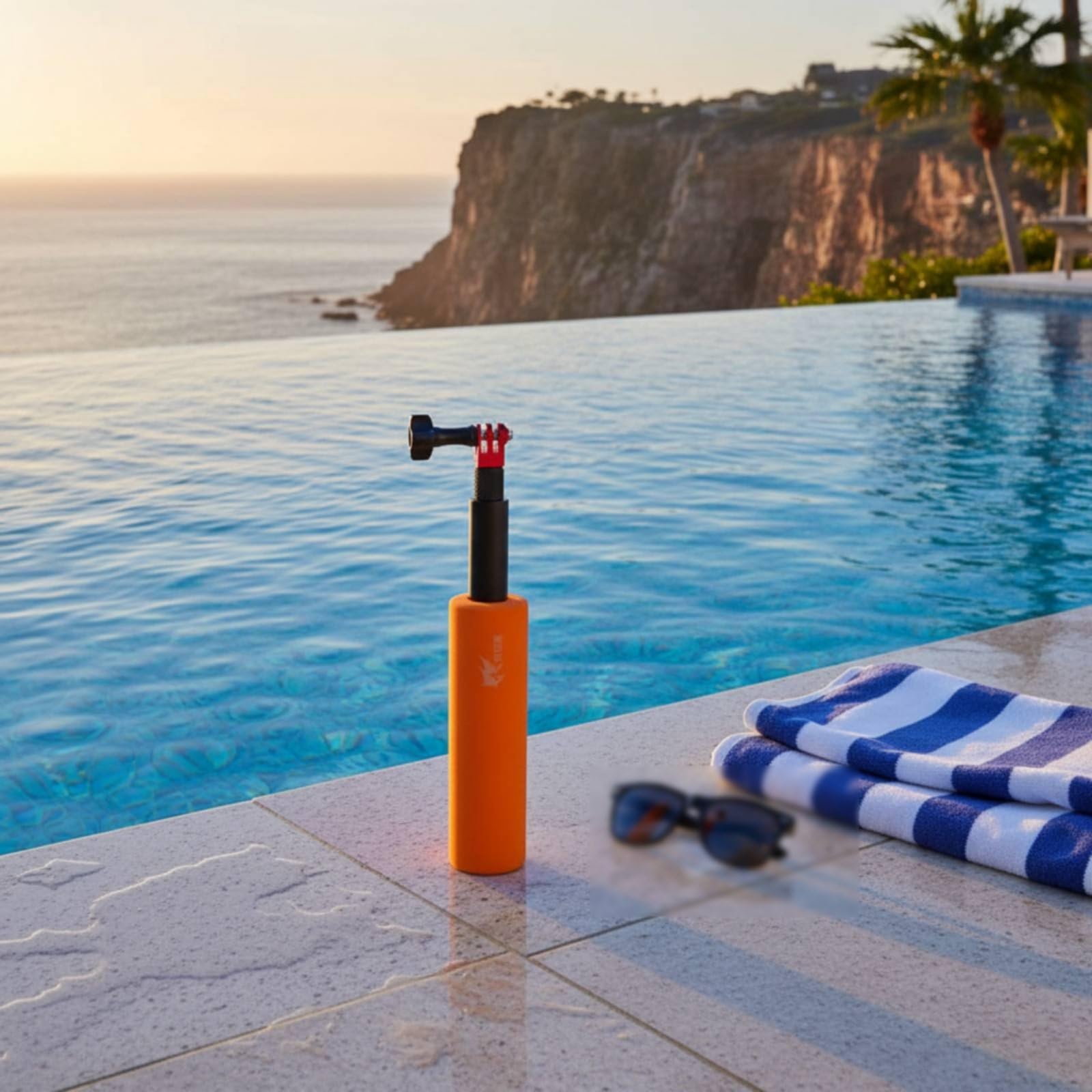 Support Caméra Flottant Perche Télescopique Compatible Multidispositifs Manche Mousse Ergonomique Résistant à l'eau Adapté à la Plongée Baignade Surf, 70CM