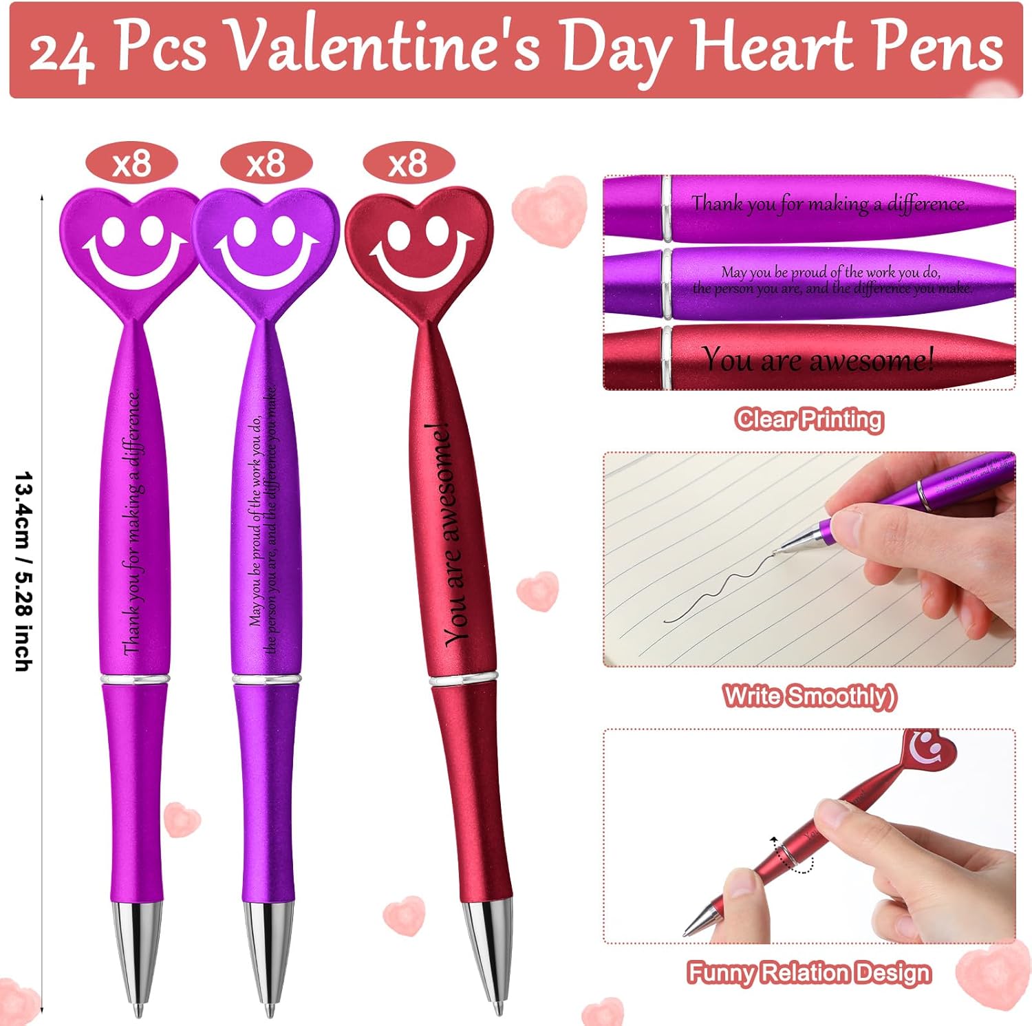 Jetec Team Valentines Gifts for Employee Coworker Office Staff Heart Pens with Thank You Cards Appreciation Valentines Party Favors(24 Sets) - Image 2