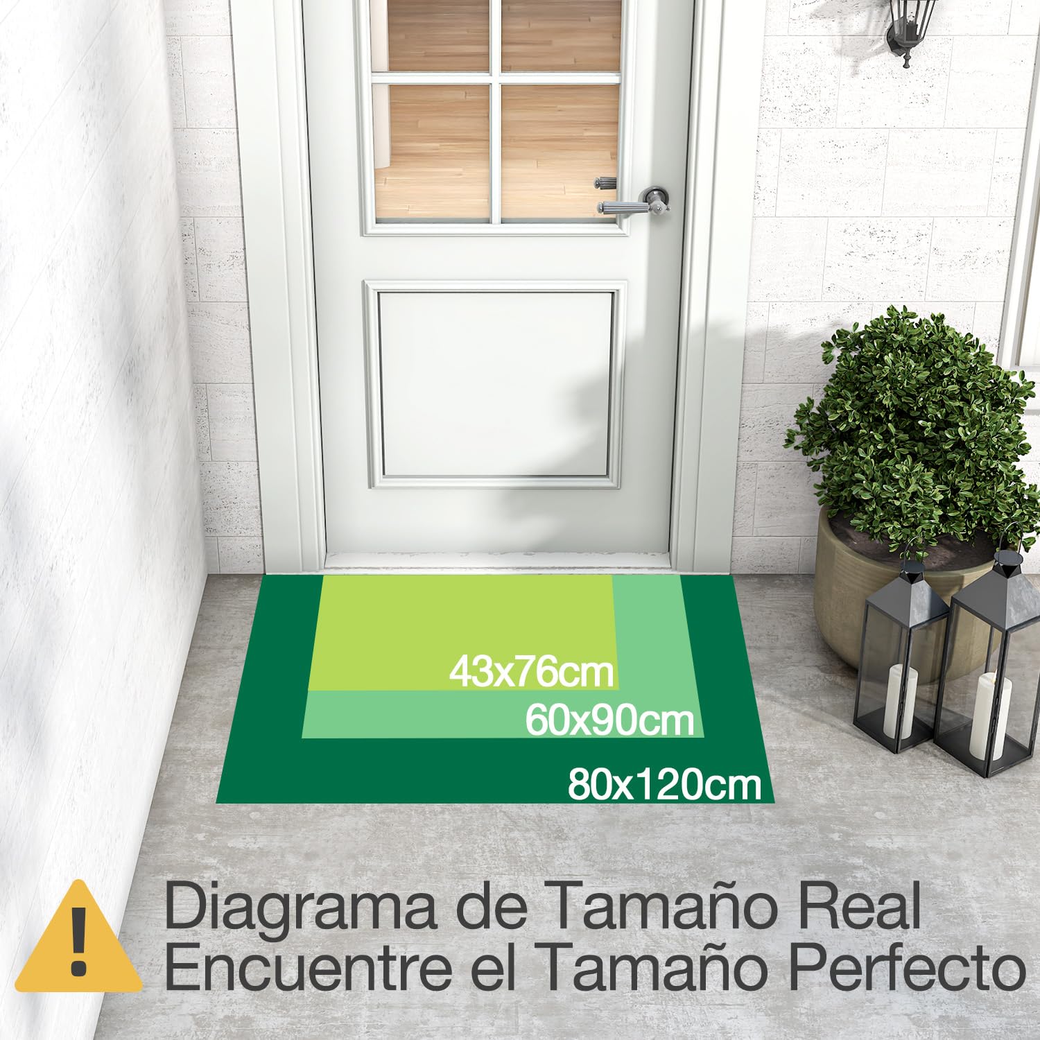LUMI Felpudo De Uso Intensivo para Puerta Principal Exterior 80x120 cm, Antideslizante y Duradero, Atrapa Suciedad, Resistente a Manchas y Decoloración, Negro