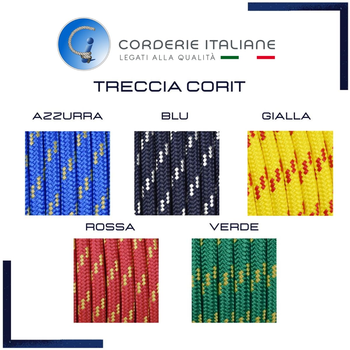 006006282 Treccia corit gialla, 10 mm - 10 mt, Corda intrecciata multiuso resistente ai raggi U.V. e all'abrasione, per attività all'aperto, giardino, mare, guinzagli e fai da te, rottura 1.050 kg
