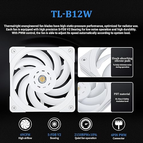 Miniatura 5 de Thermalright Frozen Edge 240 - Enfriador de agua líquido blanco para CPU con ventilador PWM de 4.724 in, especificación de fila fría blanca de 240,