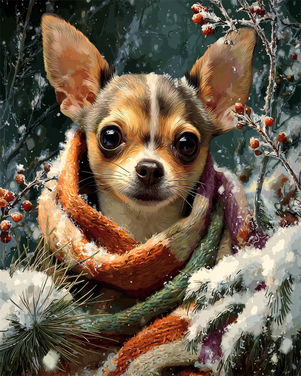 RKFLGEW DIY Bead Embroidery Kits Chihuahua Oil Painting 30x40cm