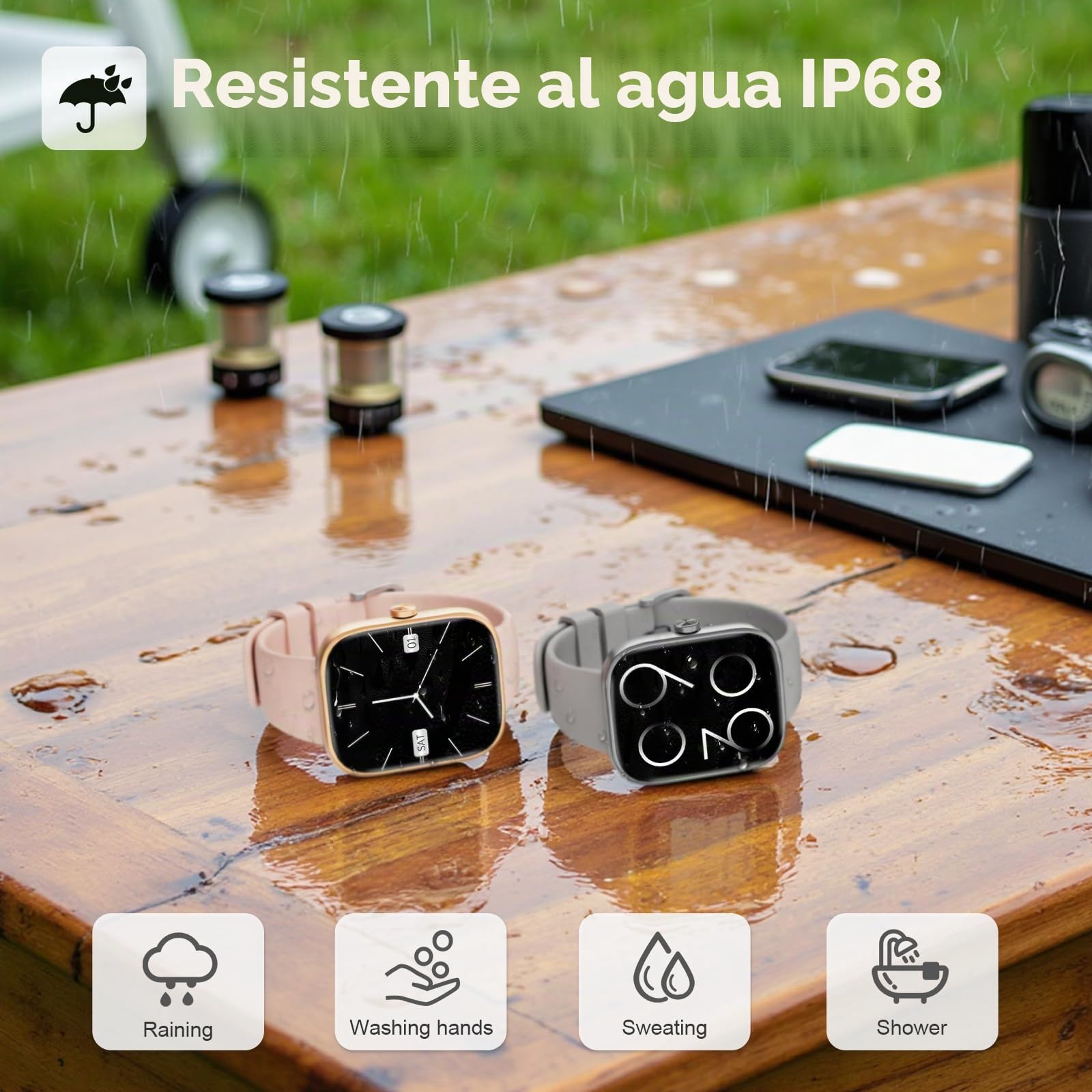 MFVLP Reloj Inteligente Hombre Mujer, 1.83" HD Smartwatch con Llamadas Bluetooth, Smart Watch con Podómetro/Pulsómetro/SpO2/Monitor de Sueño,112+ Modos Deportes, IP68 Impermeable Android iOS, Negro