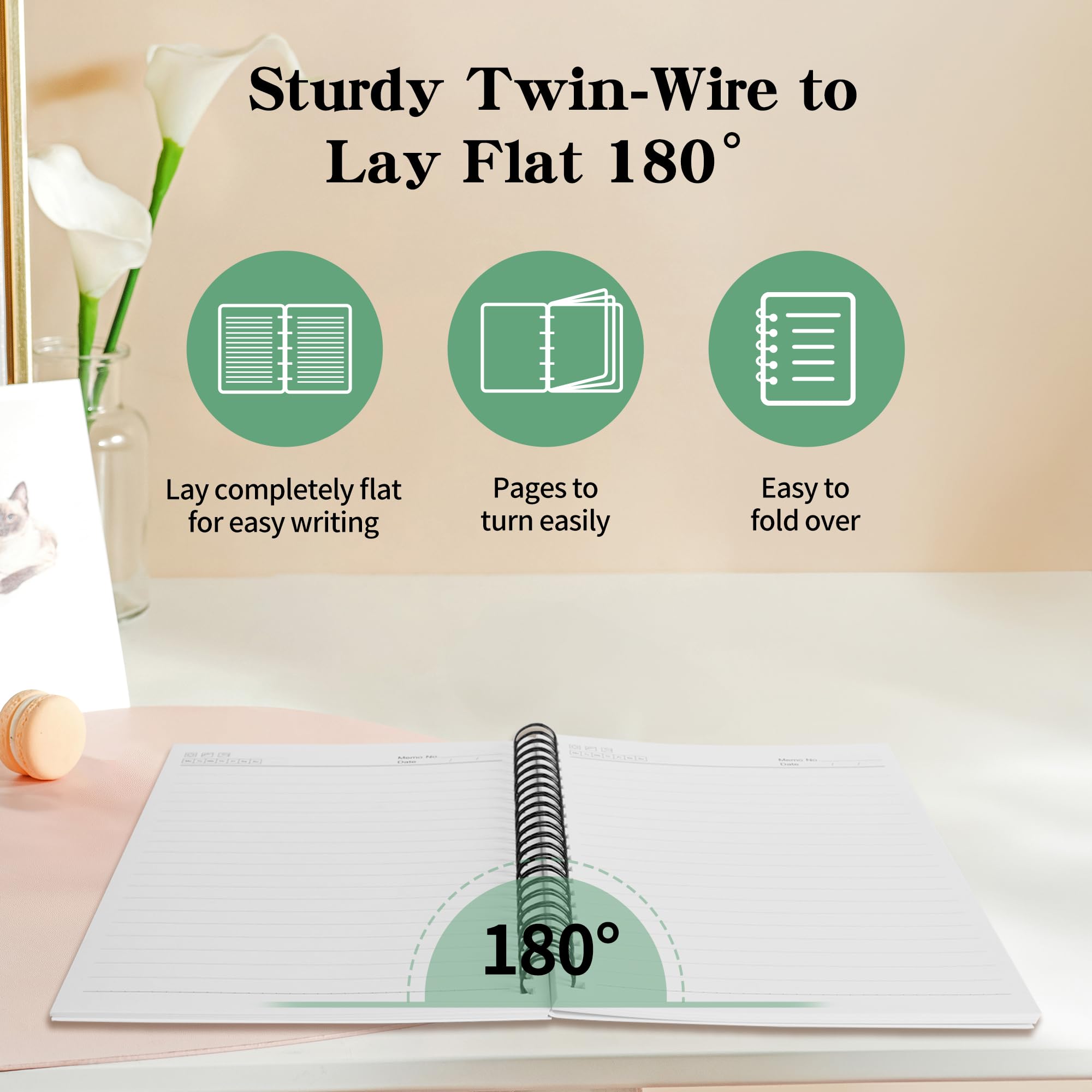 JOHSBYD AKA Sorority Spiral Notebook 2 Pack A5, 1908 Pink and Green Lined Journal for Women, Notebook for Work School Note Taking, AKA Gifts for Sisters Students Teacher (2 spiral-aka love)