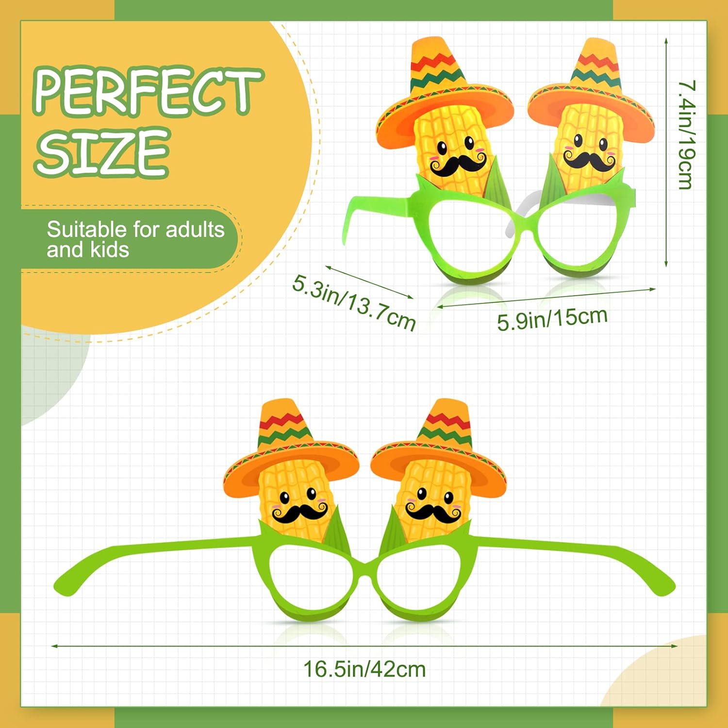 Marspark 12 Pairs Mexican Fiesta Party Decorations Cinco De Mayo Decorations Mexican Paper Eyeglasses Fiesta Themed Supplies Cinco De Mayo Eyeglasses Taco Cactus Photo Props - Image 2