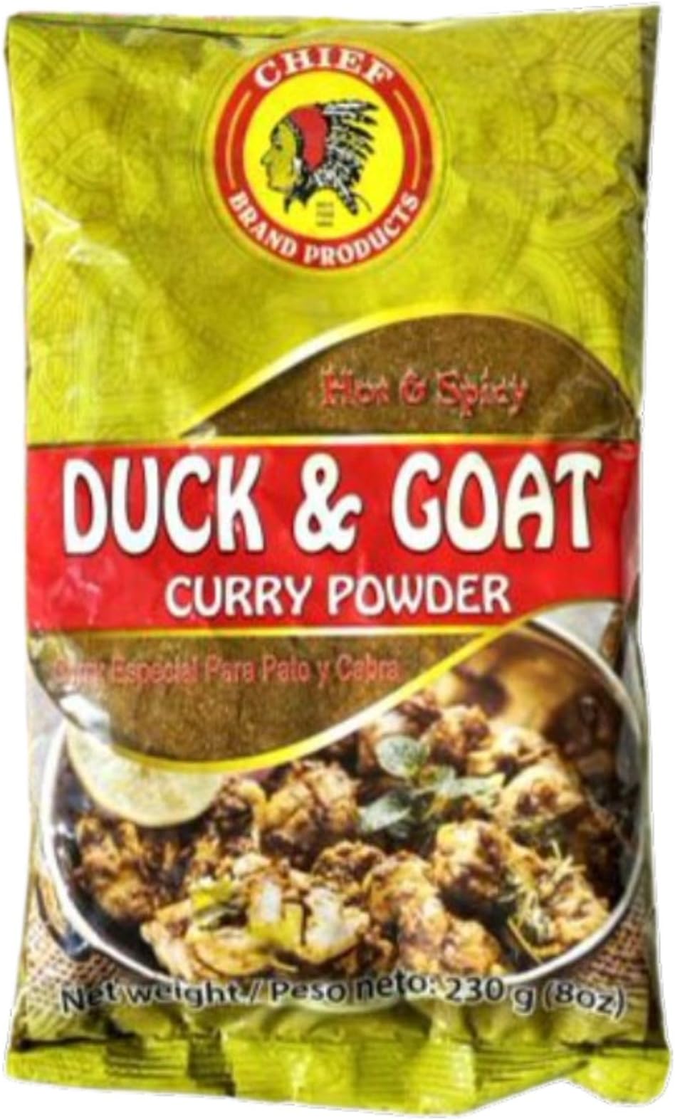 HOT & SPICY CURRY POWDER, 230g (8 oz), DUCK AND GOAT BLEND MADE IN TRINIDAD & TOBAGO