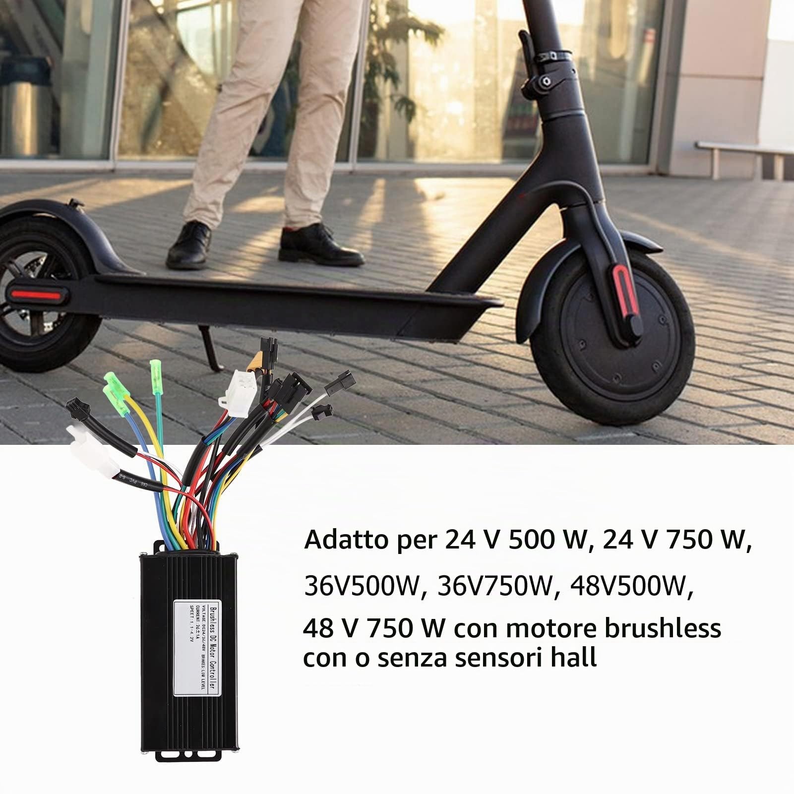 Controller per bici elettrica, 24 V, 36 V, 48 V, per scooter brushless, dissipazione del calore, 3 modalità, onda sinusoidale, 26 A, accessori modificati per bici elettrica, scooter