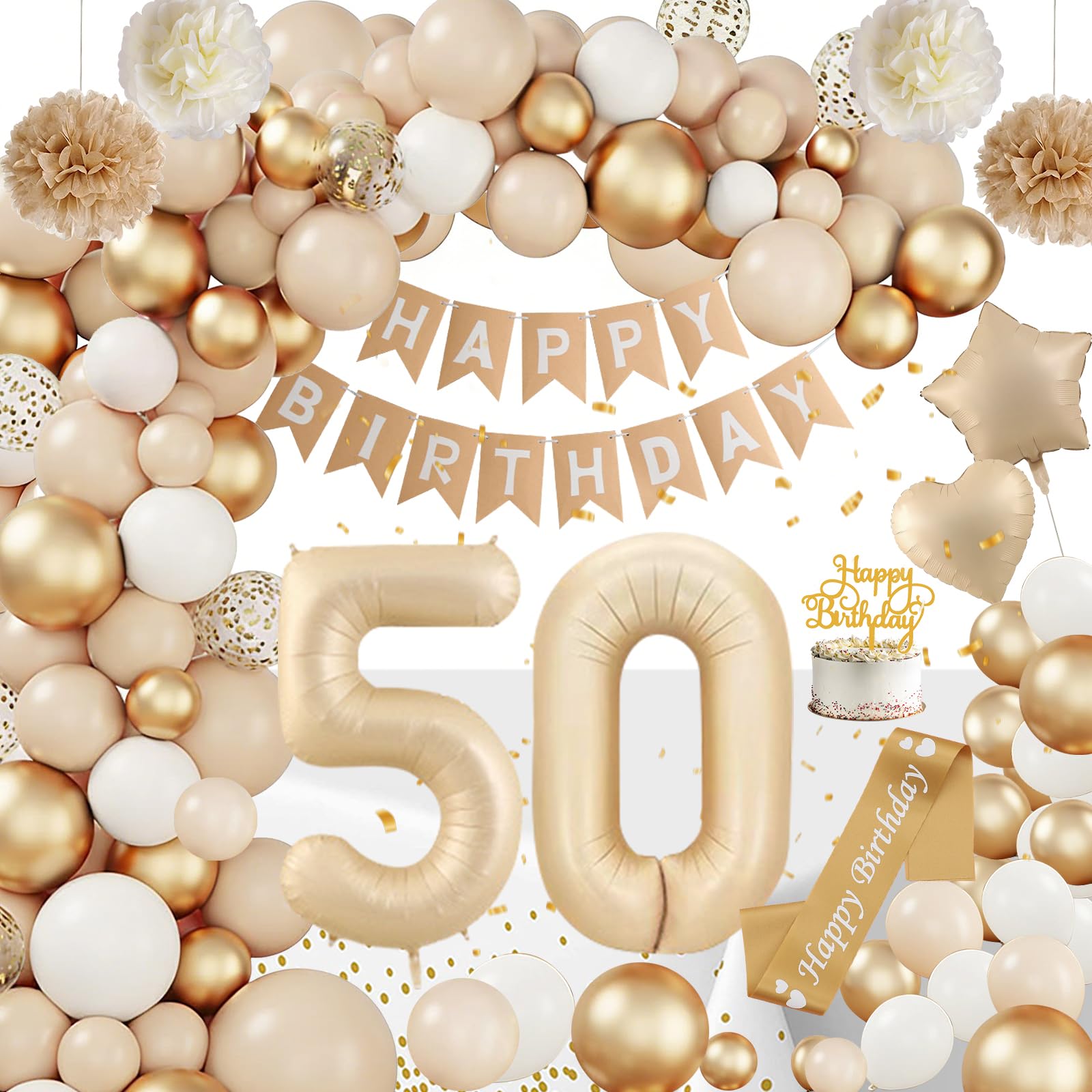 Globos 30 Cumpleaños Mujer, 30 Años Decoracion Cumpleaños, Decoracion 30 Cumpleaños Globes Beige con Pancarta Feliz Manteles para 30 Años Decoración de Fiesta de Cumpleaños Mujer — view 10