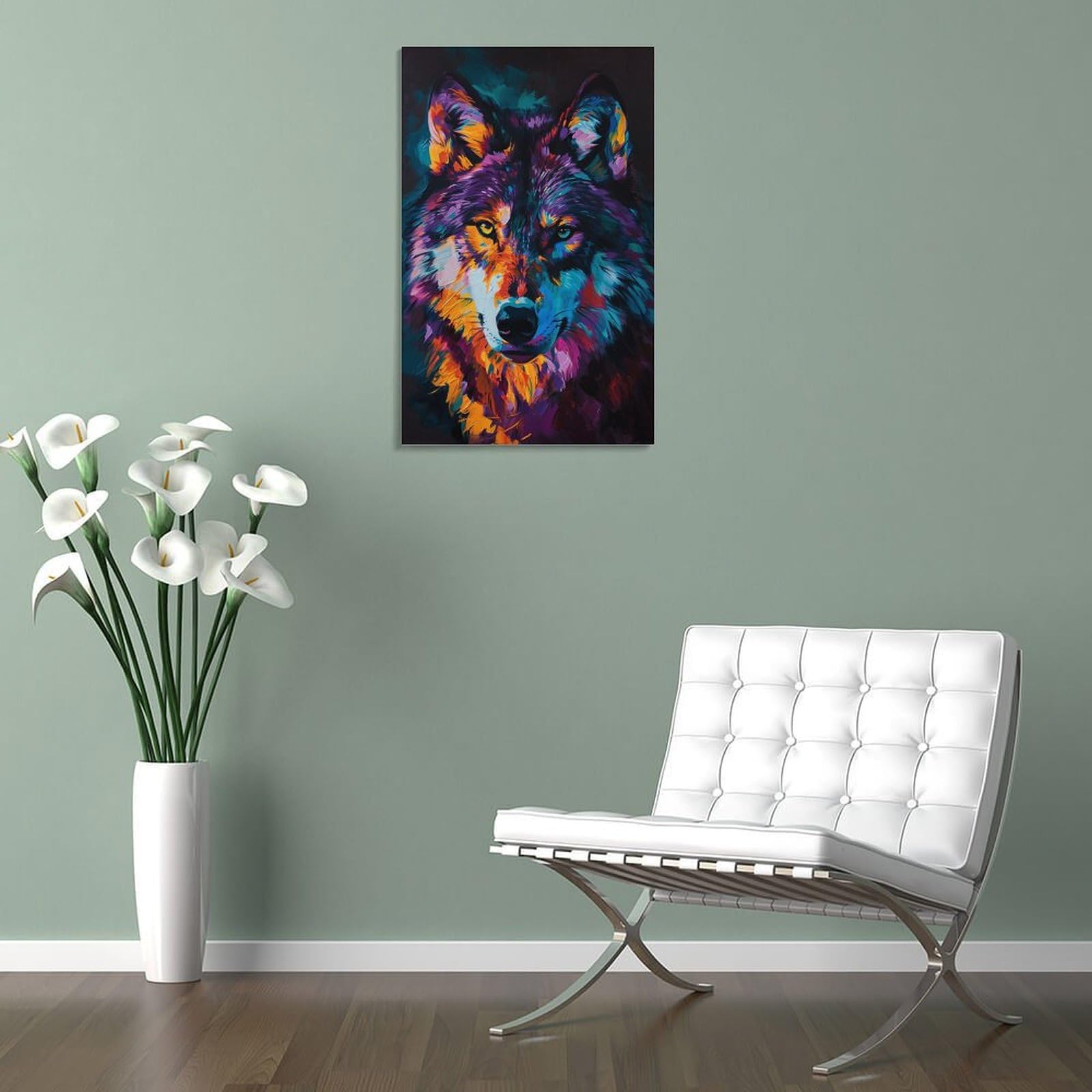 Amazon.co.jp: 絵画 オオカミの視線インテリア 絵画 動物写真撮影 超