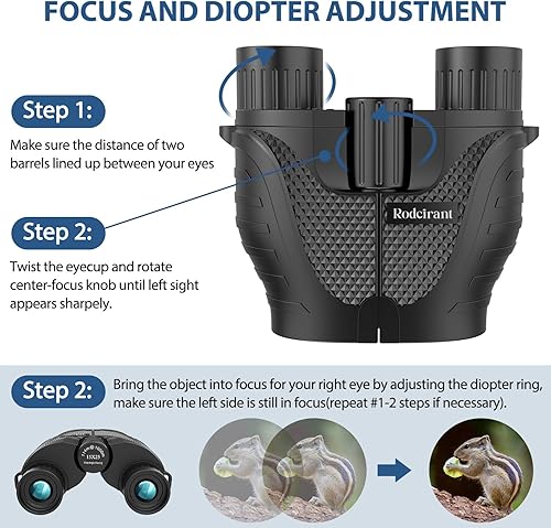 Miniatura 5 de Prismáticos de 15 x 25 pulgadas para adultos, binoculares impermeables con visión nocturna con poca luz, binoculares duraderos y transparentes para