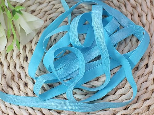Miniatura 6 de Banda elástica de satén azul para coser, rollo de 38 pulgadas, cinta elástica plana para ligar el cabello, diadema, vestido, brasier, correas de