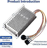 Vista 7 de Industrial Grade PWM DC Motor Speed Controller, DC 10V-50V / Rated 60A / Max 100A Industrial Grade DC Brush Motor Controller with Fuse & CW/CCW