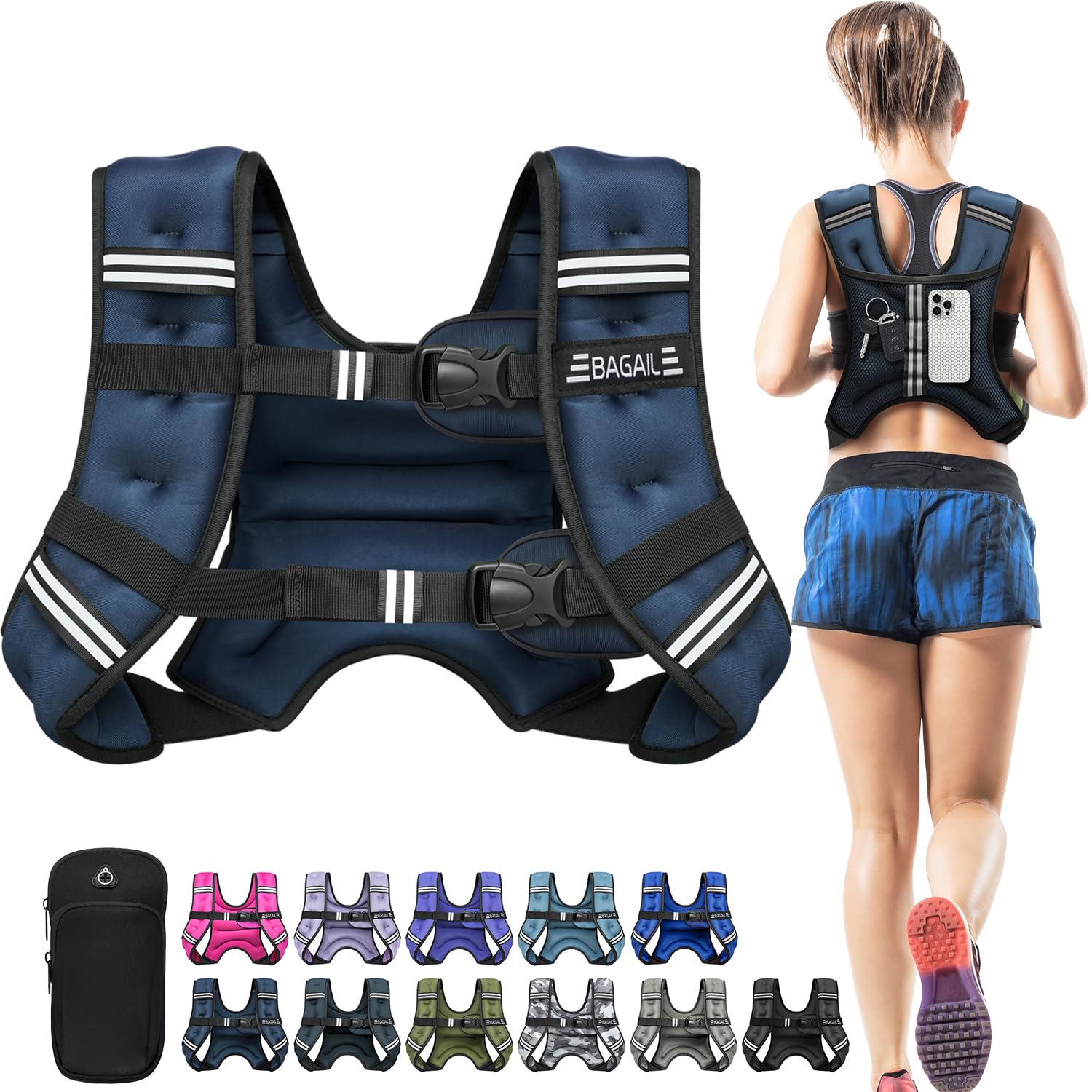 BAGAIL Comfort-Fit Weighted Vest for Woman, Even Weight Distribution, Faster Weight Loss, No-Chafe or Bounce for Walking & Running with Detachable