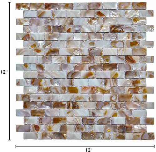 Vista 58 de Art3d - Azulejo de mosaico de concha de nácar para salpicadero de cocina / azulejo de pared de ducha, 12 x 12 pulgadas, azulejos de tipo metro sin