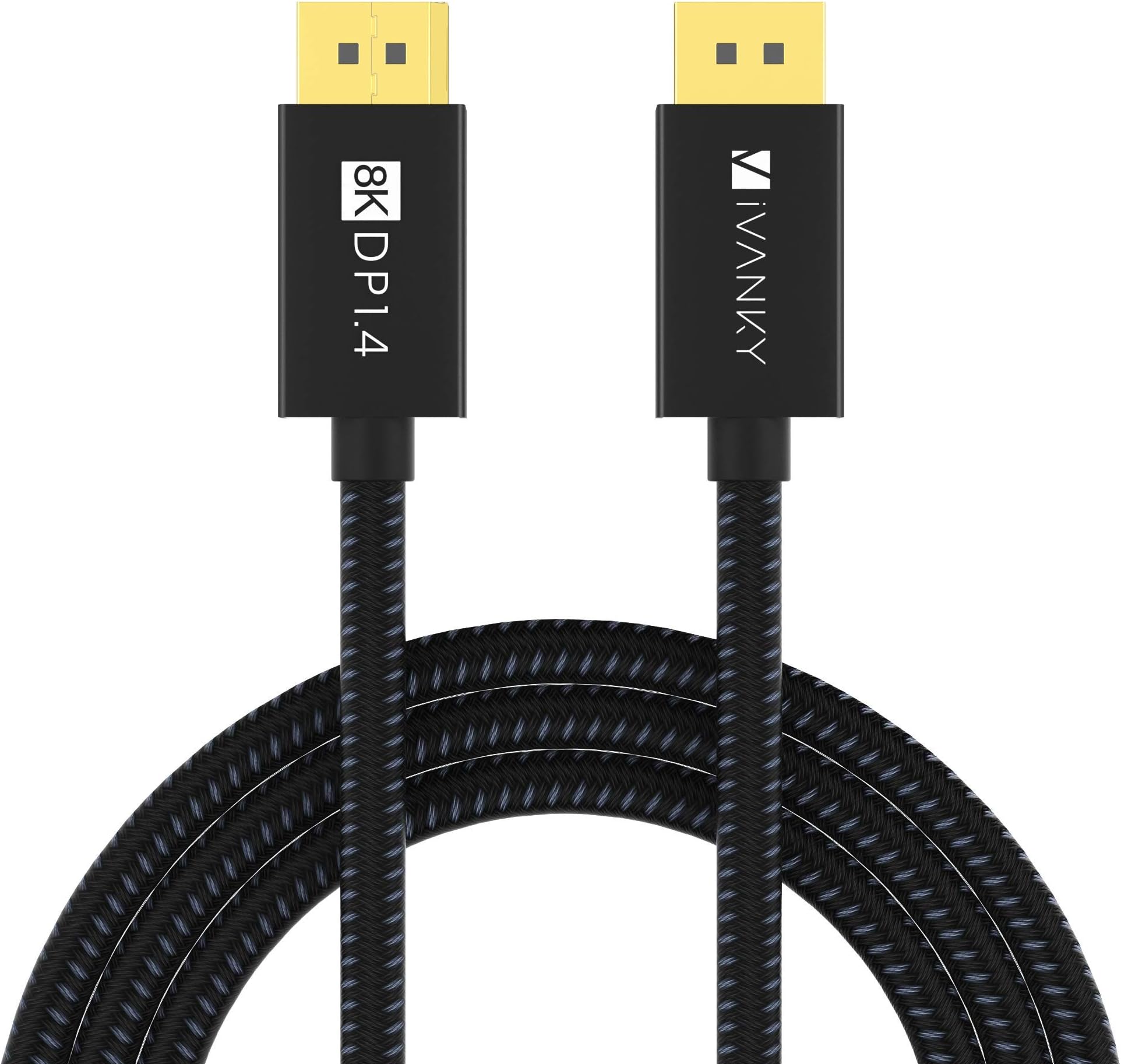 IVANKY 3M DisplayPort 1.4 Cable, DP to DP 1.5, Supports 8K@60Hz, 4K@144Hz, Braided, Gaming, Home Theater, TV, Monitor