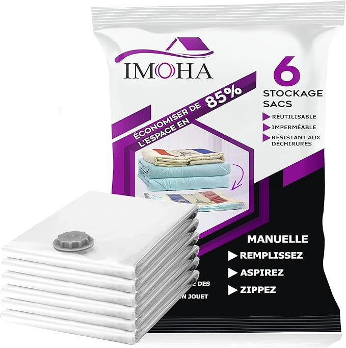 IMOHA Vacumnpack Storage Bags Vacuum Storage Bags Jumbo 6 PackDouble