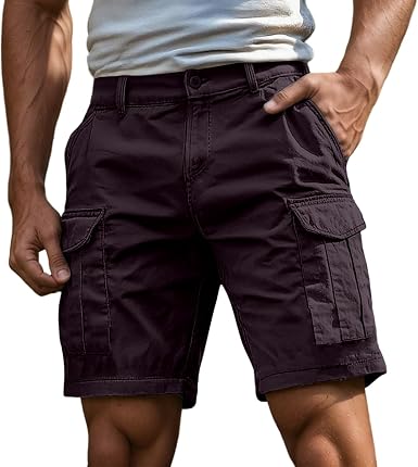 New Front Pantaloncini Cargo Uomo In Cotone - Multitasca Con Bottone, Per Spiaggia E Campeggio (Estate) - 3