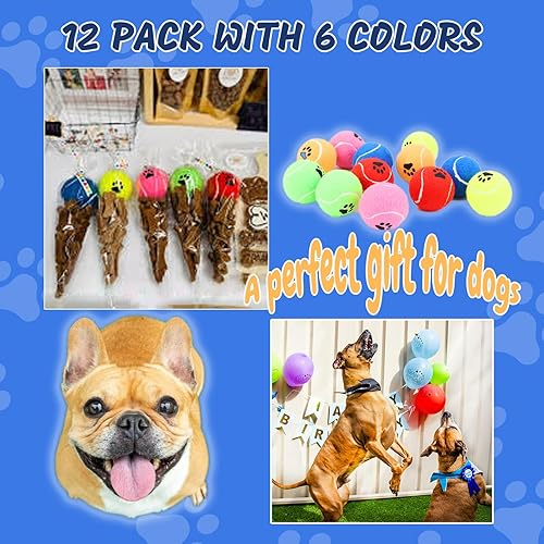 Miniatura 4 de Pelotas de tenis a granel para perros, paquete de 12 pelotas de caza fáciles de atrapar (no chirriantes, multicolor)