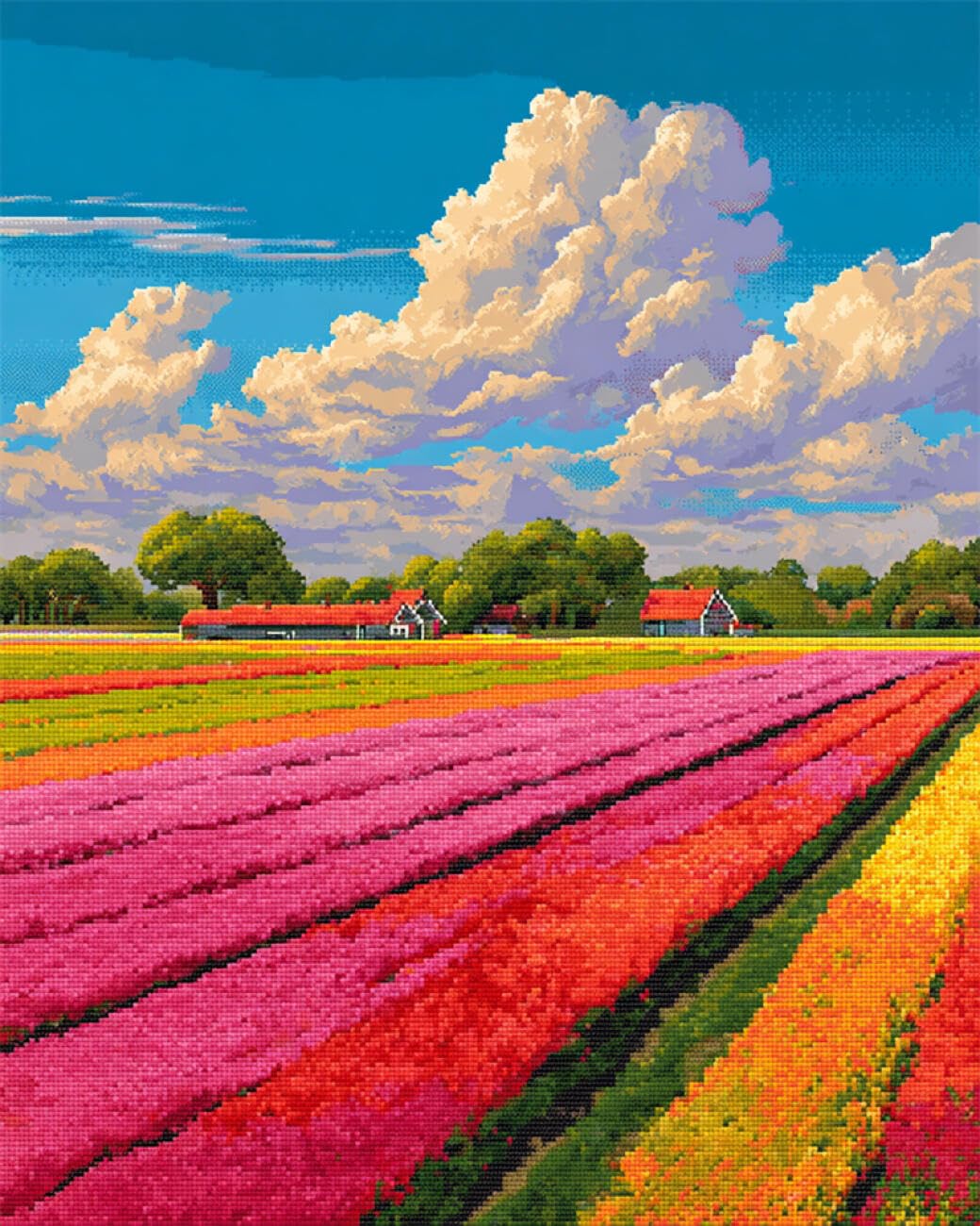 Rqwybcaxn Seed Bead Embroidery Kits Cartoon Flower Field 40x50cm