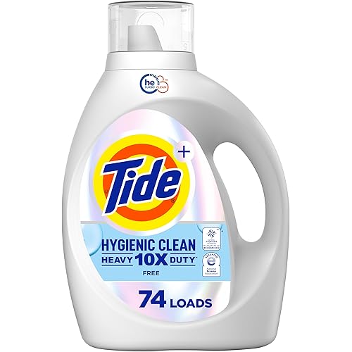 Tide Hygienic Clean Heavy Duty 10x Free Liquid Laundry Detergent, HE Compatible, Unscented, 74 loads, 105 fl oz
